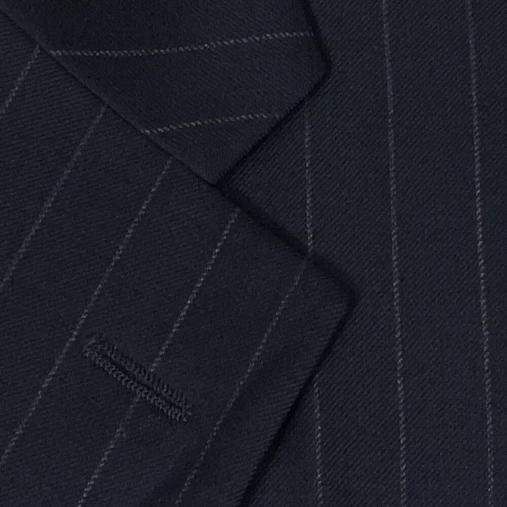 Hickey Freeman Midnight Navy Rope Stripe Suit 40R Pants 34 X 31